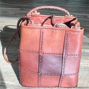Vintage Ellepi Purse Leather Patchwork Shoulder Bag Italy Braided Cord